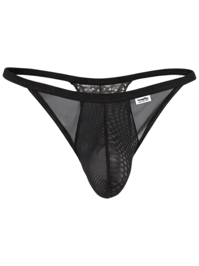CandyMan 99969 Men's Underwear Mesh Lace Seductive Thongs Color Black