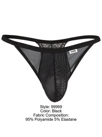 CandyMan 99969 Men's Underwear Mesh Lace Seductive Thongs Color Black