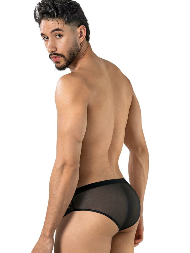 CandyMan 99970 Men's Underwear Seductive Mesh Lace Briefs Color Black