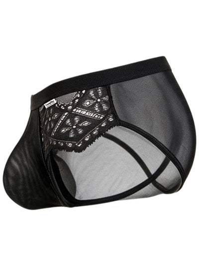CandyMan 99970 Men's Underwear Seductive Mesh Lace Briefs Color Black