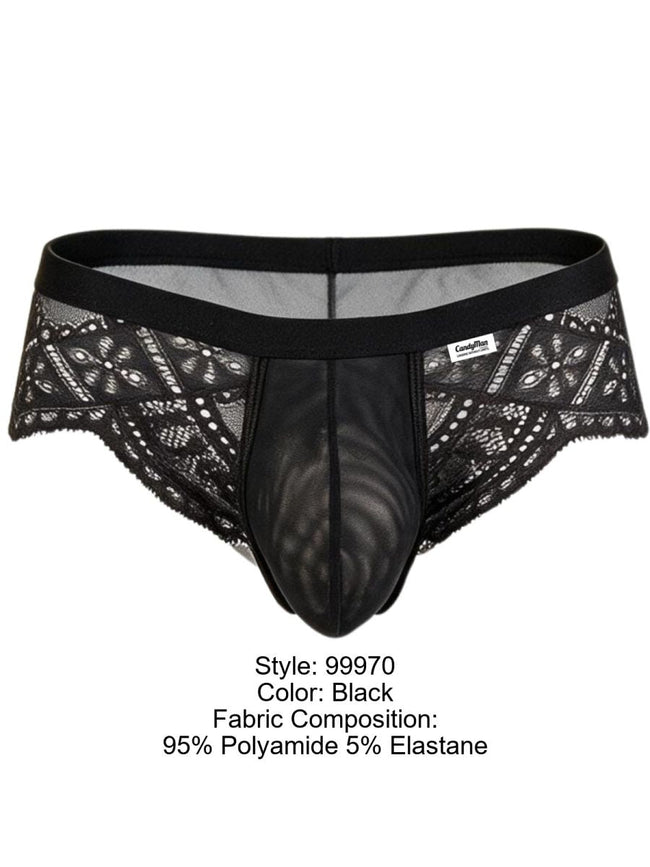 CandyMan 99970 Men's Underwear Seductive Mesh Lace Briefs Color Black