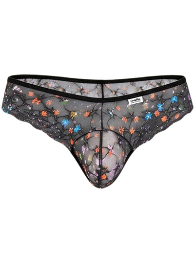 CandyMan 99975 Men's Underwear Printed Mesh Thongs Color Black