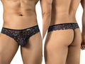 CandyMan 99975 Men's Underwear Printed Mesh Thongs Color Black