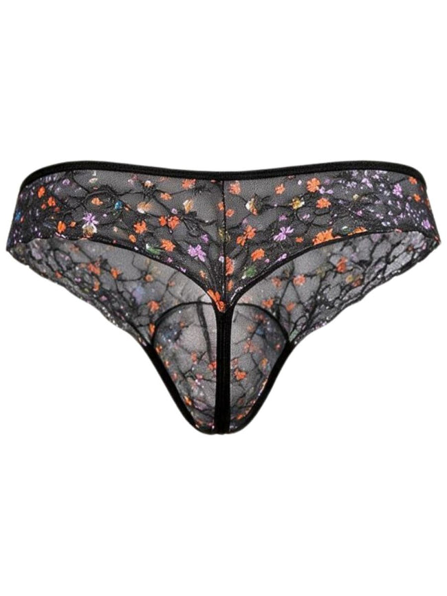 CandyMan 99975 Men's Underwear Printed Mesh Thongs Color Black