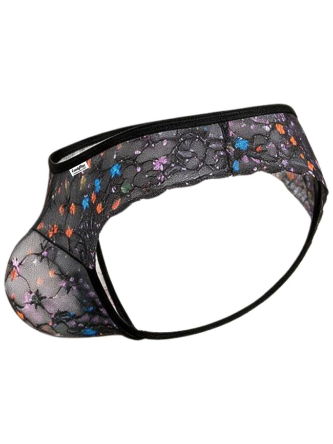 CandyMan 99975 Men's Underwear Printed Mesh Thongs Color Black