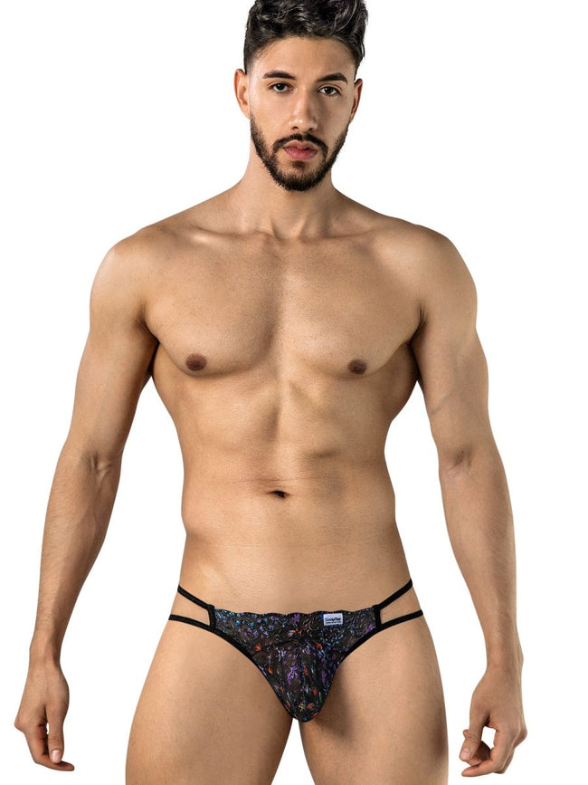 CandyMan 99977 Men's Underwear Seductive Printed Mesh Jockstrap Color Black