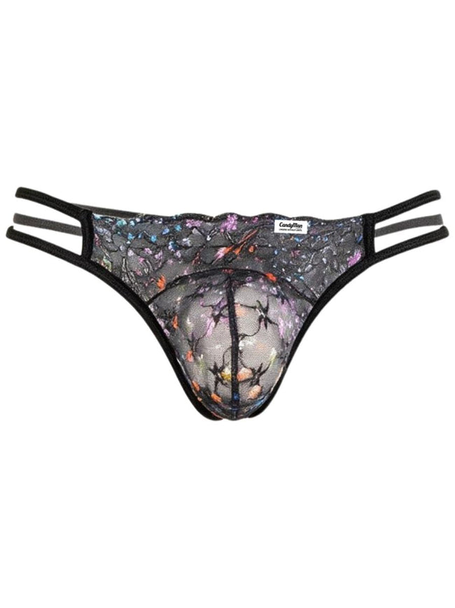 CandyMan 99977 Men's Underwear Seductive Printed Mesh Jockstrap Color Black