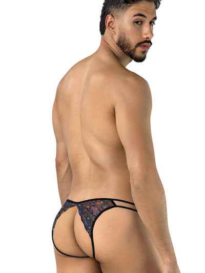CandyMan 99977 Men's Underwear Seductive Printed Mesh Jockstrap Color Black