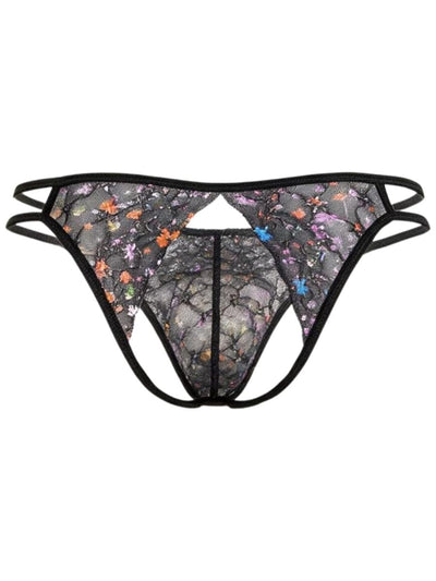 CandyMan 99977 Men's Underwear Seductive Printed Mesh Jockstrap Color Black