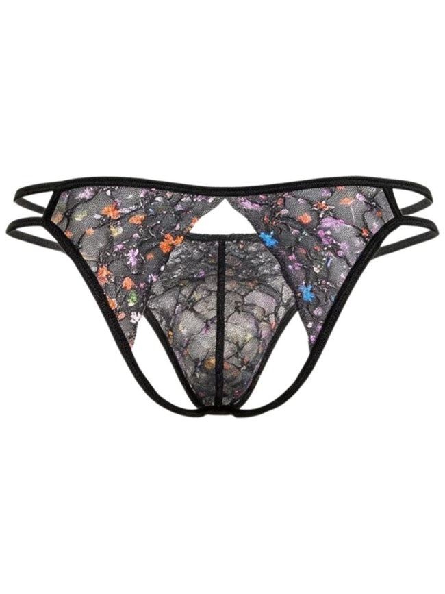 CandyMan 99977 Men's Underwear Seductive Printed Mesh Jockstrap Color Black