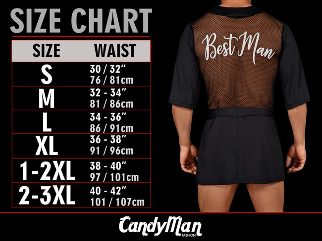 CandyMan 99958 Men's Underwear Sheer Patterned Bodysuit Color Black