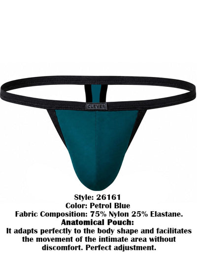 Clever Moda 26161 Men's Underwear Boreas Sleek Thongs Color Petrol Blue