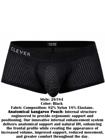 Clever Moda 26184 Men's Underwear Ulises Trunks Modern Comfort Color Black