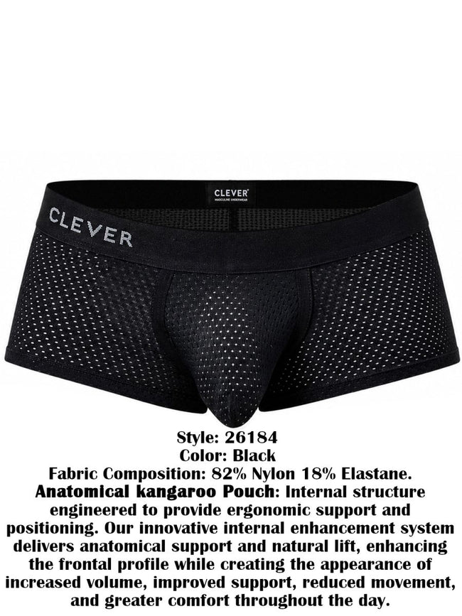 Clever Moda 26184 Men's Underwear Ulises Trunks Modern Comfort Color Black