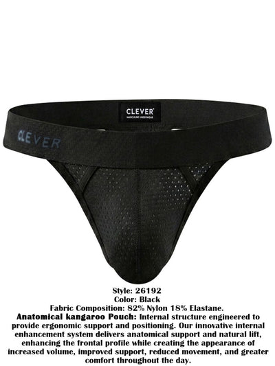 Clever Moda 26192 Men's Underwear Ulises Thongs Stylish Ergonomic Fit Color Black