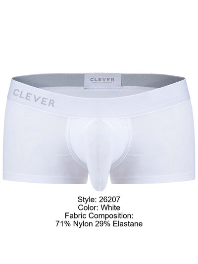 Clever 26207 Men's Underwear Mompox Trunks Sleek Ergonomic Fit Color White