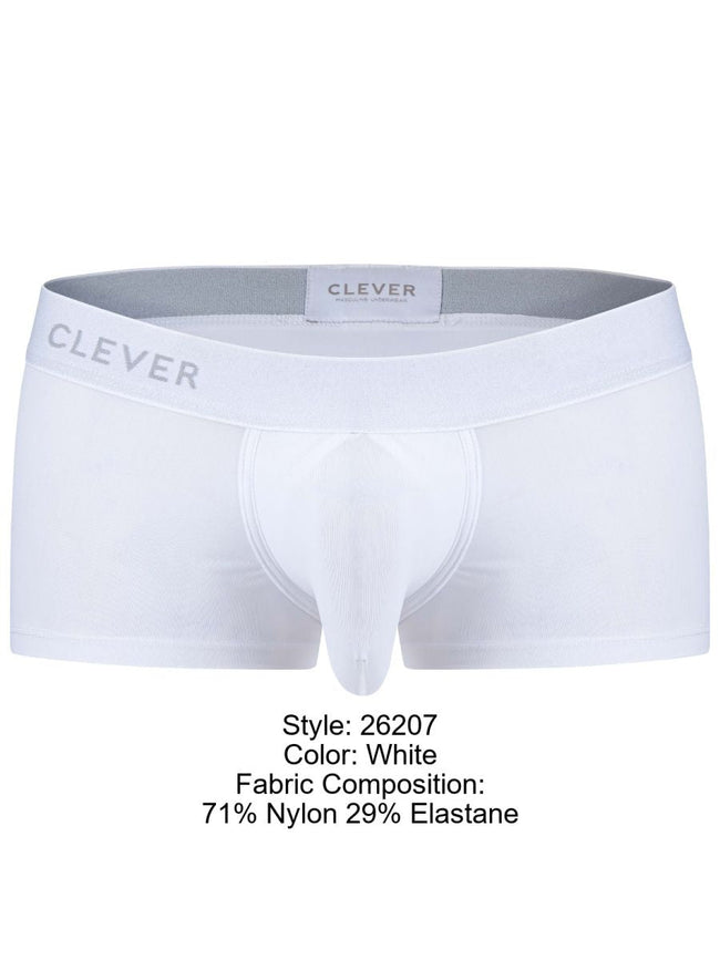 Clever 26207 Men's Underwear Mompox Trunks Sleek Ergonomic Fit Color White