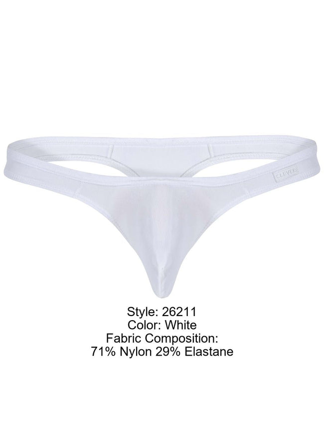 Clever 26211 Men's Underwear Murillo Thongs Sleek Minimalist Fit Color White