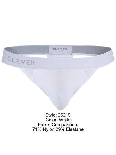Clever 26219 Men's Underwear Marsella Thongs for Sleek Minimalist Comfort Color White