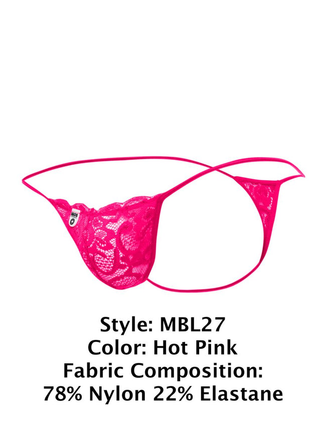 MaleBasics MBL27 Lace Thongs Color Hot Pink
