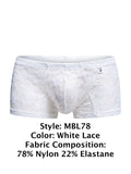 MaleBasics MBL78 Lace Trunks Color White Lace