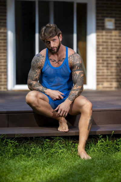 Male Power 110-11C Fishnet 2 Tank Top Color Royal