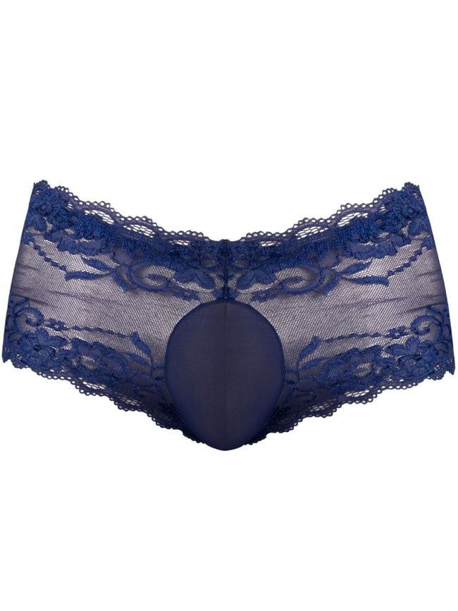 Male Power 127-280 Sassy Lace Mini Short Sheer Pouch Color Navy