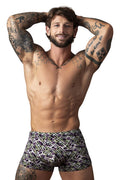 Male Power 148-303 Gridlocked Strappy Back Short Color Printed