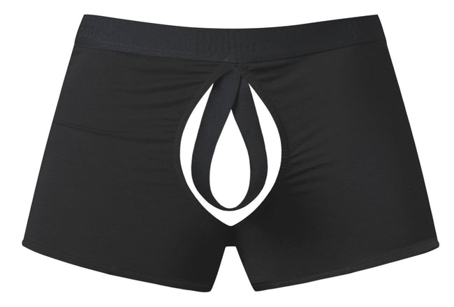 Male Power 162-304 Open Ended Moonshine Short Open Front Elastic Cock Ring Color Black