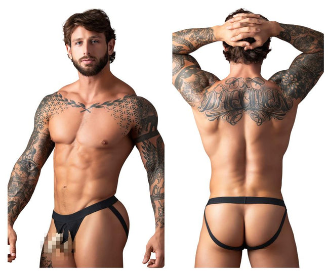 Male Power 348-304 Open Ended Jock Open Front Elastic Cock Ring Color Black