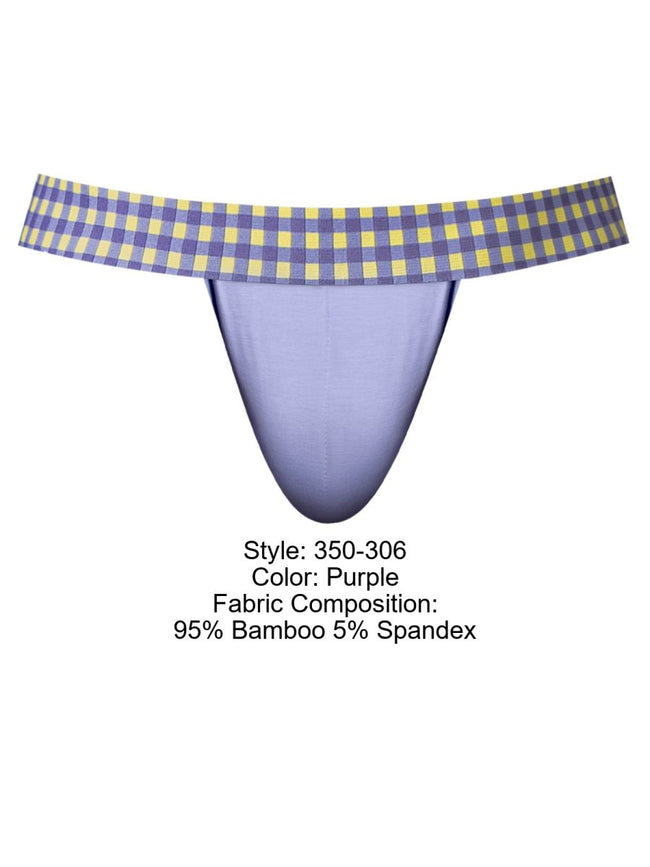Male Power 350-306 So Comfy Gingham Jockstrap in Purple Color Purple