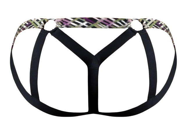 Male Power 351-303 Gridlocked Strappy Ring Jock Color Printed