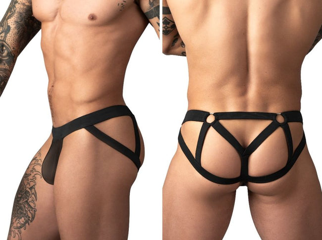 Male Power 352-307 Mesh 2 Strappy Ring Jockstrap Color Black