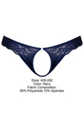 Male Power 409-280 Sassy Lace Open Ring Thong Color Navy