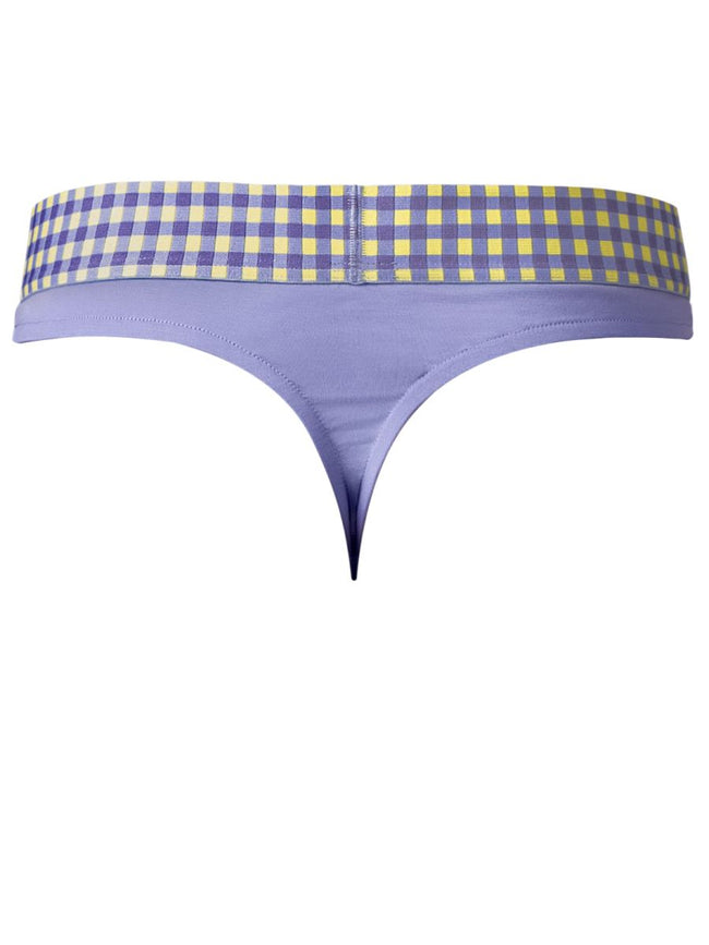 Male Power 413-306 So Comfy Gingham Thong in Purple Color Purple