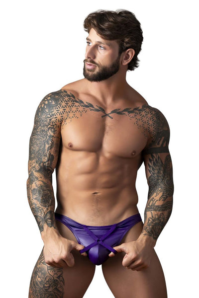 Male Power 447-302 Eggplant Crossover Thong Color Plum