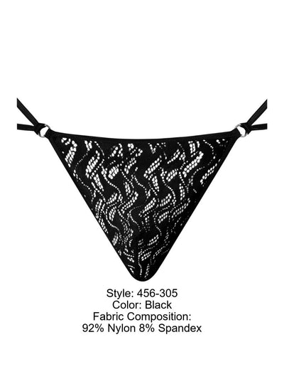 Male Power 456-305 Ripple Micro V-String Thong Color Black