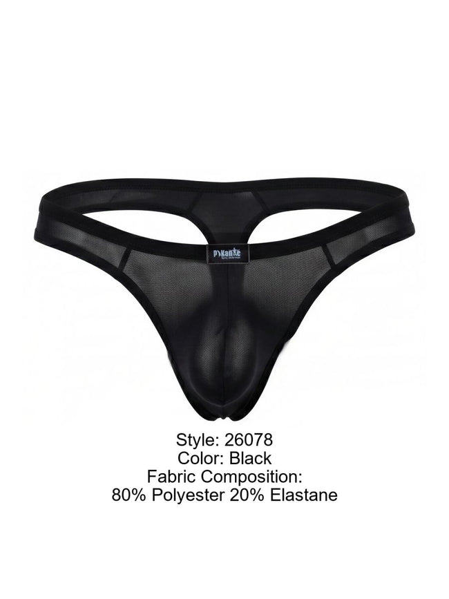 Pikante Mens Underwear Seductive Comfort PIK 26078 Isis Thongs Color Black