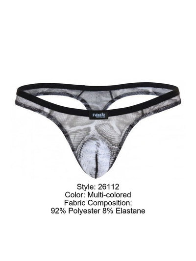 Pikante PIK 26112 Mens Underwear Piton Thongs Color Multi-colored