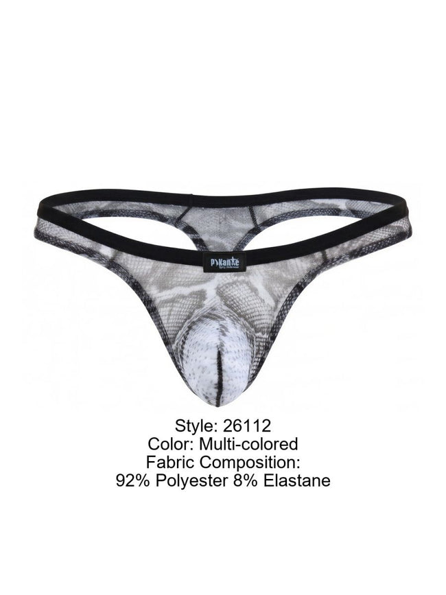 Pikante PIK 26112 Mens Underwear Piton Thongs Color Multi-colored