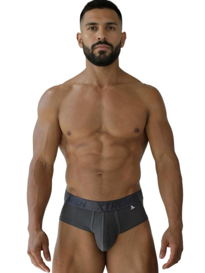 Xtremen 91250 Microfiber Mesh Briefs Color Gray