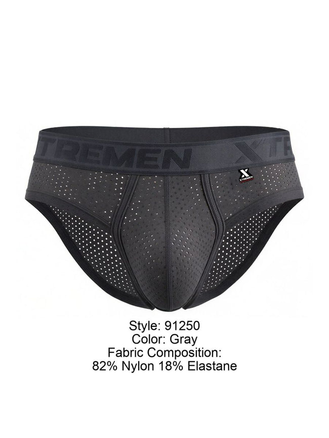 Xtremen 91250 Microfiber Mesh Briefs Color Gray