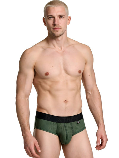 Xtremen 91250 Microfiber Mesh Briefs Color Military Green