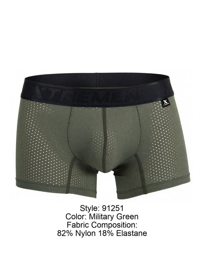 Xtremen 91251 Microfiber Mesh Boxer Briefs Color Military Green