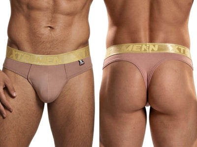 Xtremen 91253 Mens Underwear Microfiber Thongs Sleek and Supportive Color Khaki