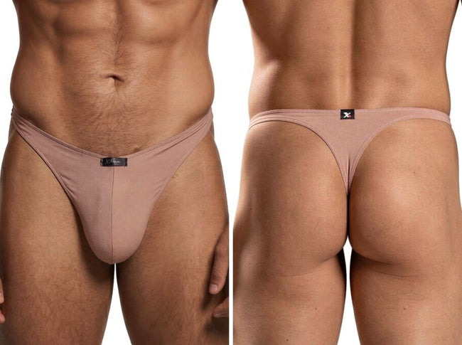 Xtremen 91254 Mens Underwear Sleek Microfiber Thongs Color Khaki