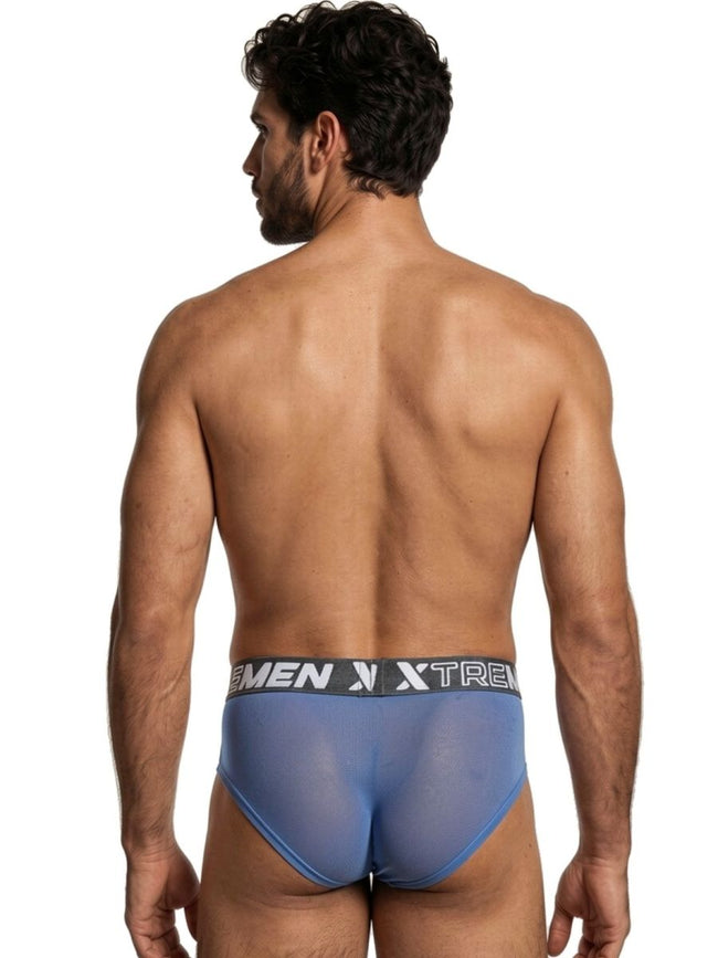 Xtremen 91262 Mens Underwear Sleek Microfiber Mesh Briefs Color Blue