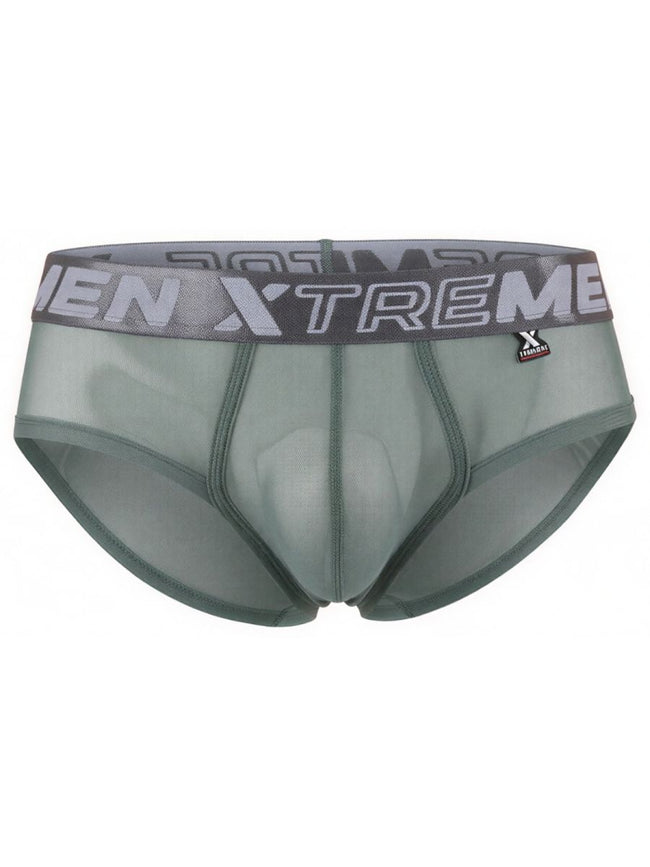 Xtremen 91262 Mens Underwear Sleek Microfiber Mesh Briefs Color Green