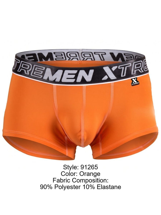 Xtremen 91265 Men's Underwear Sleek Microfiber Stretch Trunks Color Orange