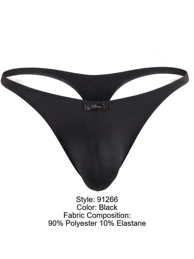 Xtremen 91266 Men's Underwear Sleek Microfiber Thongs Color Black
